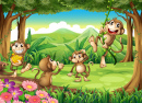 Des singes jouant dans la forêt