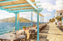 Restaurant au bord de mer, Ile d'Égine, Grèce