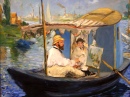 Peinture de Monet dans son atelier bateau