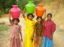 Jeunes filles Indiennes portant de l'eau