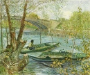 Pêcheurs et bateaux, vus du Pont de Clichy