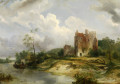 Paysage à la rivière et ruines