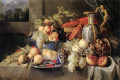 Nature morte avec des fruits, homards et pain