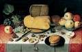 Nature morte avec des fruits, des noix et des fromages
