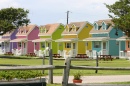 Maisons de couleur paste en Caroline du Nord