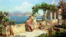 Personnages sur une terasse à Capri
