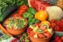 Fruits et légumes frais coupés
