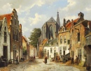 Villageois dans une rue Hollandaise ensoleillée