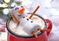 Chocolat chaud et bonhomme de neige en guimauve
