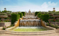 Cascades et chutes d'eau au parc de Barcelone