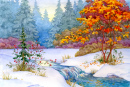 Paysage des premières neiges à l'aquarelle