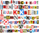 Lettres de l'alphabet avec des coupures de journaux