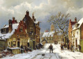 Dans les rues d'une ville Hollandaise en hiver