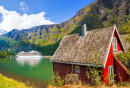Cottage rouge à Flam, Norvège