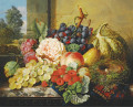 Nature morte avec des fruits et un nid d'oiseau