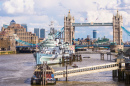 Le HMS Belfast et le Tower Bridge, Londres