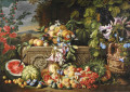 Nature morte de fruits et de fleurs