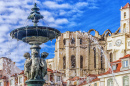 Fontaine de la place de Rossio à Lisbonne