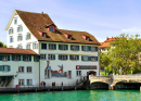 Limmat River Quay in Zurich, Switzerland