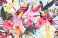 Oiseaux tropicaux et fleurs