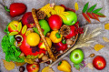 Panier avec des fruits et des légumes