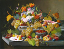 Nature morte avec des fruits et des fleurs