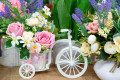 Fleurs et vélo blanc