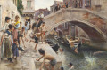 Enfants sautant dans un canal vénitien