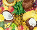 Fruit tropicaux à la peinture à l'eau