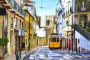 Tram jaune à Lisbonne, Portugal