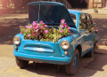 Voiture ancienne avec des fleurs