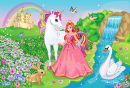 Conte de fées avec une princesse et une licorne blanche