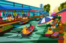 Marché flottant en Thaïlande