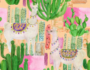 Lamas et cactus