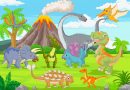 Dinosaures amusants dans la jungle