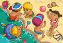 Des enfants jouant sur la plage