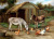Farmyard Scene with Donkeys and Chickens