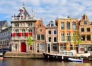 Historical Houses in Old Haarlem, Netherlands