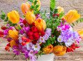 Freesias et tulipes