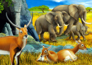 Familles d’antilopes et d’éléphants