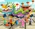Célébration asiatique avec un dragon