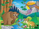Scène forestière avec divers animaux