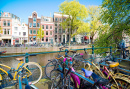 Scène du canal d’Amsterdam avec vélos et ponts