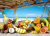 Fruits tropicaux sur une plage des Caraïbes