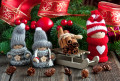 Figurines de Noël sur fond en bois