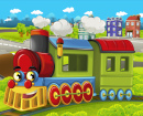 Locomotive à vapeur de dessin animé drôle