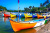 Bateaux de pêche sur la rive de la rivière, Goa, Inde