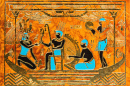 Pharaon égyptien avec musiciens