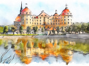 Aquarelle du château de Moritzburg, Allemagne