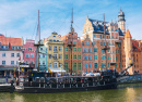 Bateau touristique médiéval en bois à Gdansk, Pologne